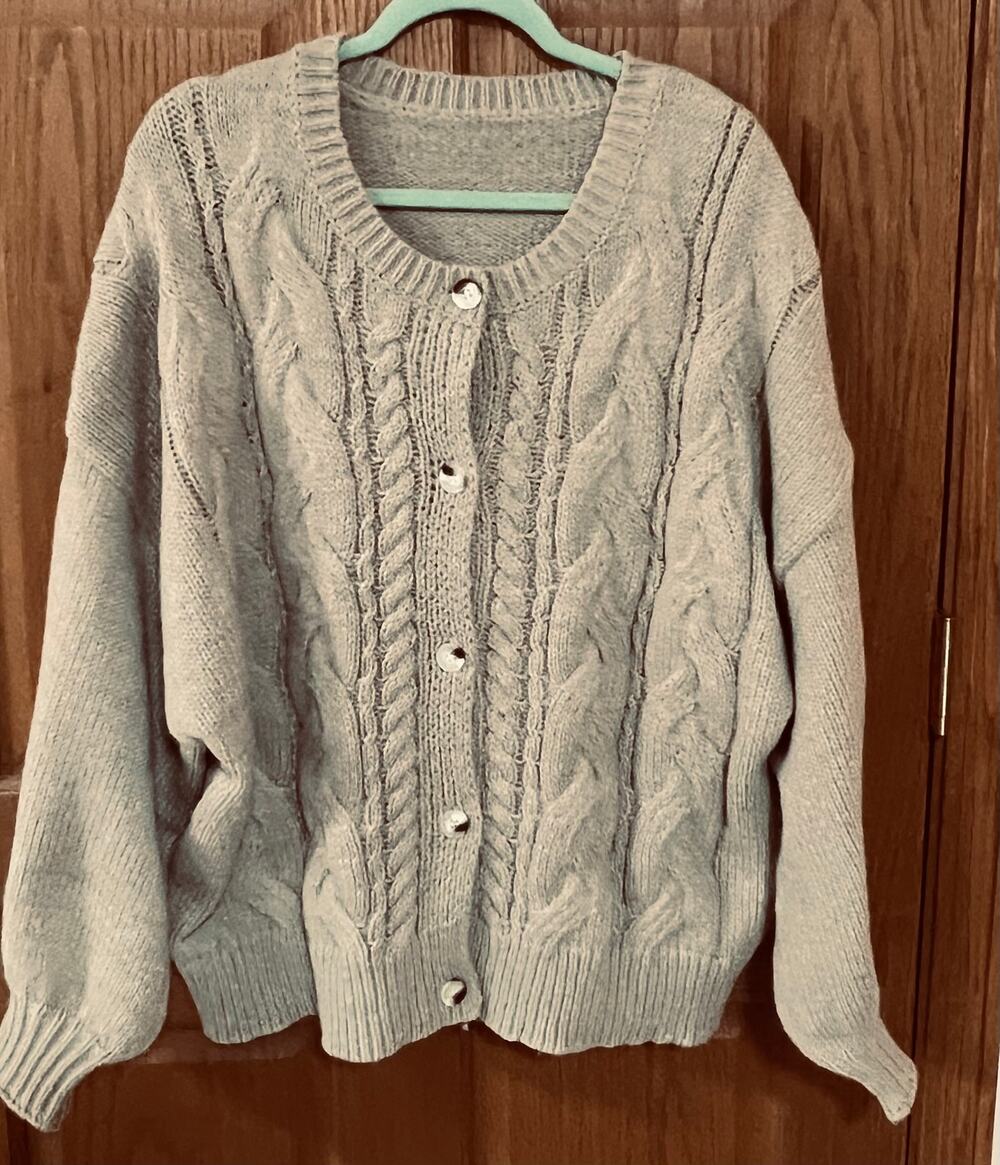 Cream Cable Knit Button Front Cardigan Sweater Chunky Knit Cozy